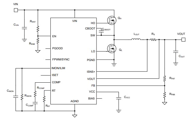 Application Circuit Diagram - Texas Instruments LM25190 Buck Controller